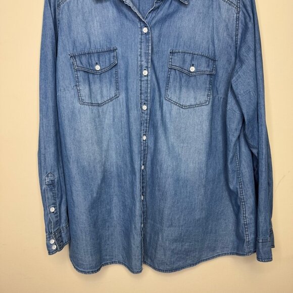 Torrid Blue Denim Button Down Shirt - Picture 12 of 13